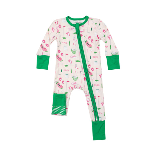 Golf Club Pink- Two Way Zipper Romper Pajama