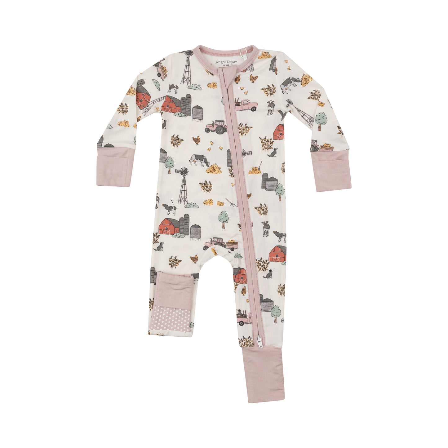 Hay Farmer Pink- Two Way Zipper Romper Pajama