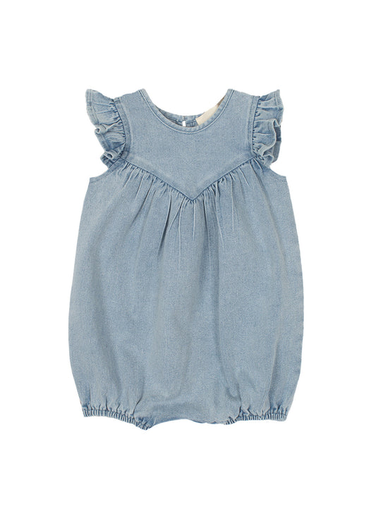 Denim Ruffle Romper