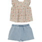 Sunset Fields Floral Top & Denim Shorts