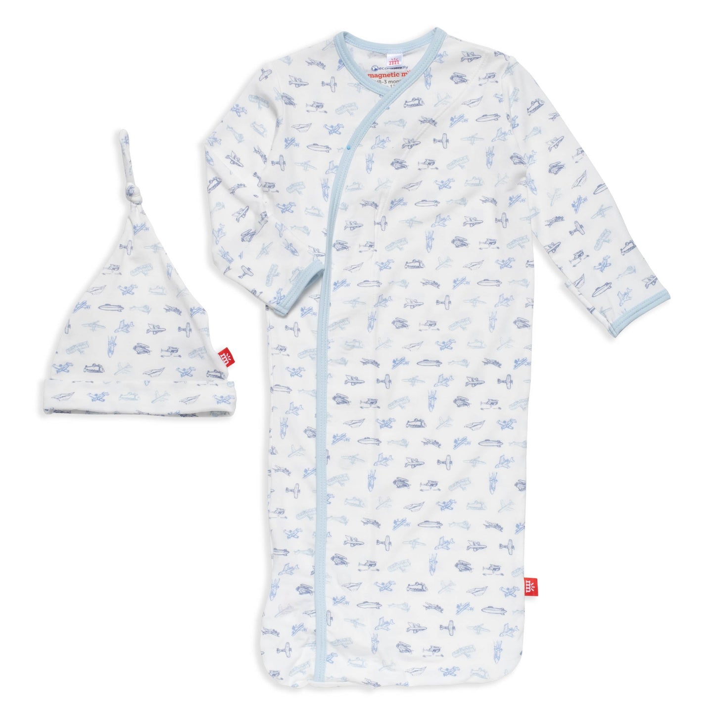 Airplanes Modal Gown + Hat Set (NB-3 Months)