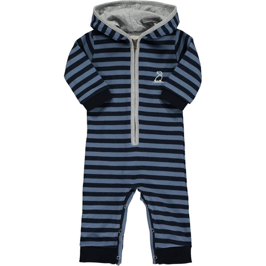 Me & Henry- Navy Stripes Hooded Romper