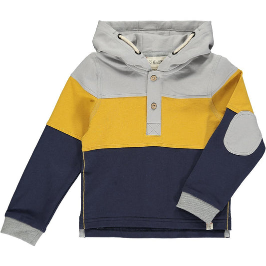 Me & Henry- Navy & Mustard Long-sleeve Hooded Rugby