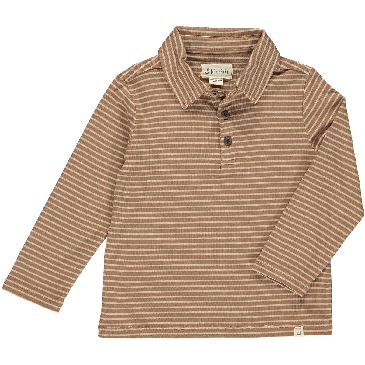 Me & Henry- Brown Stripe Collared Long-sleeve
