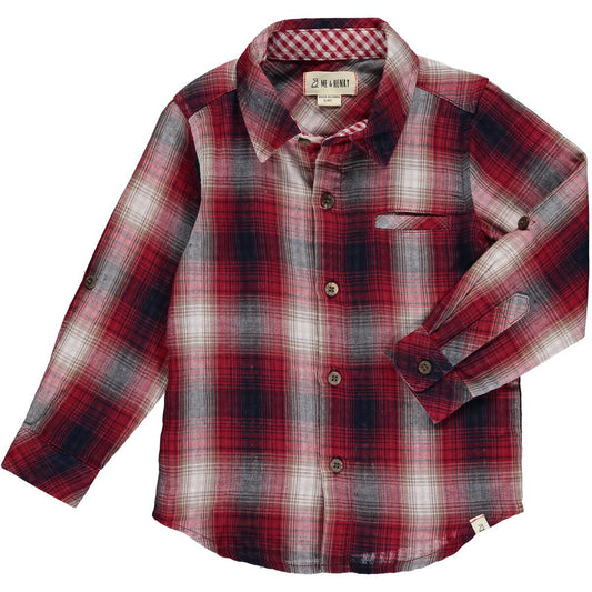 Me & Henry- Red Plaid Collared Long-sleeve