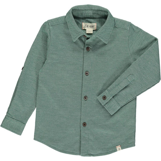 Me & Henry- Green Stripe Collared Long-sleeve