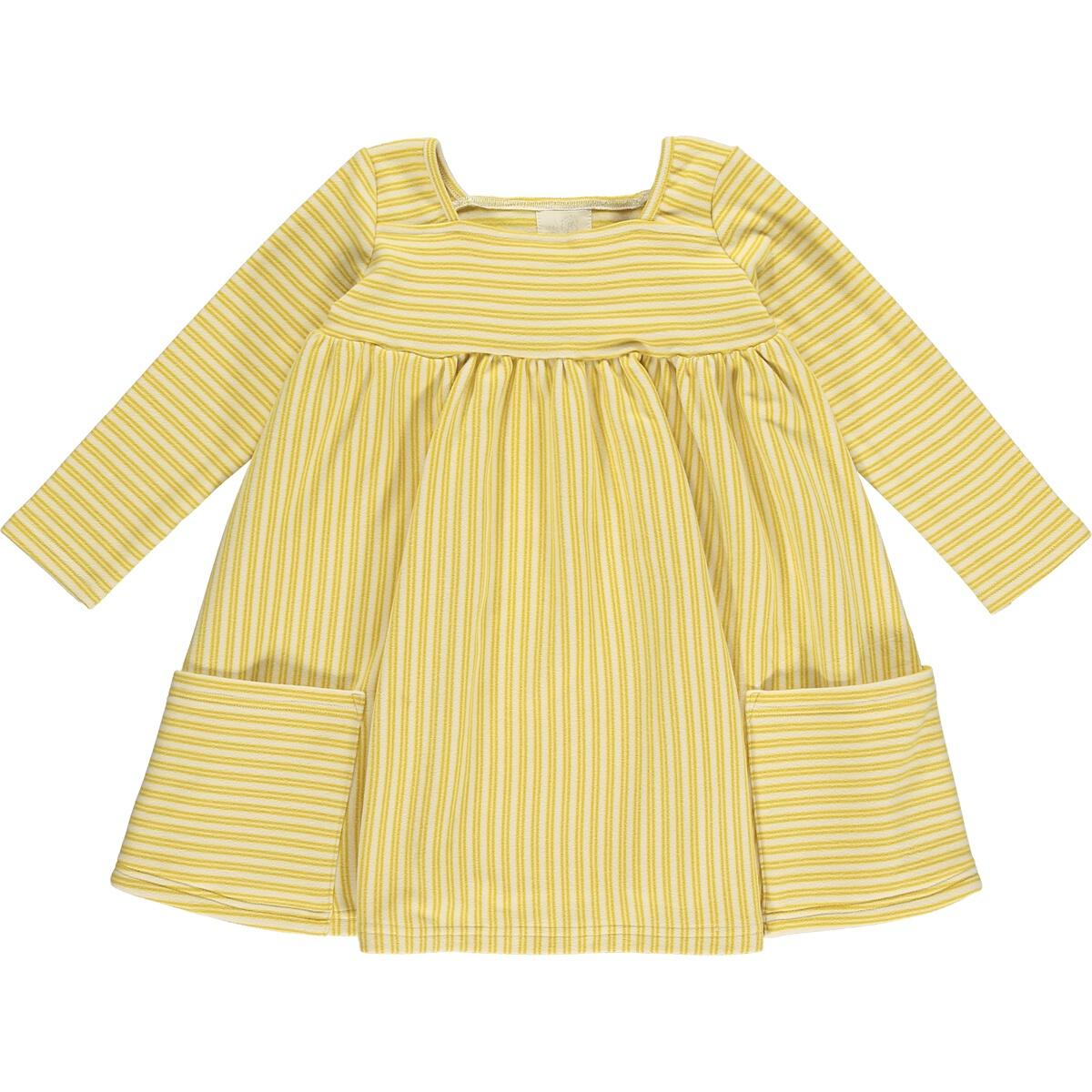 Vignette- Mustard Striped Long-sleeve Dress