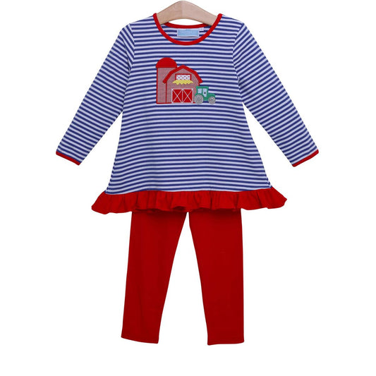 Trotter Street Kids- Farm Shirt w/ Ruffles Two-Piece Set