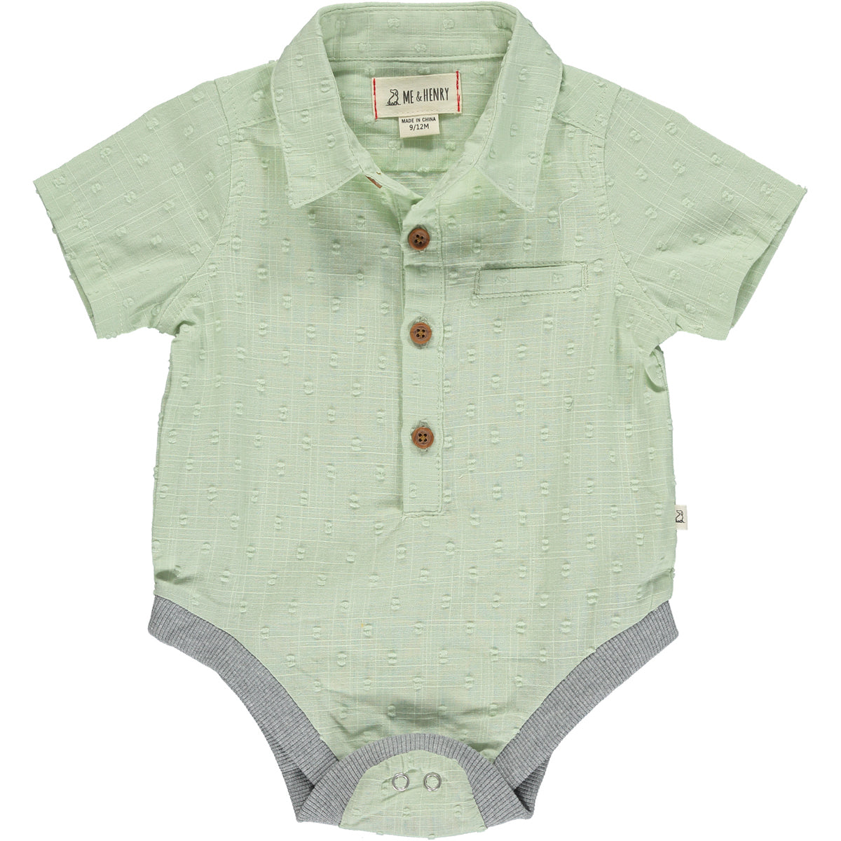 Sage Dobby Collared Onesie