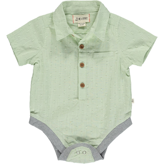 Sage Dobby Collared Onesie